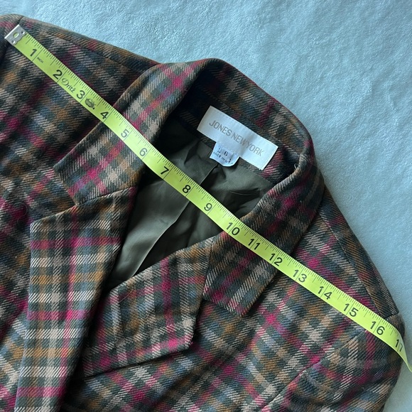 Jones New York 100% Wool Plaid Cropped Double Breasted Blazer size 6 - Picture 11 of 12